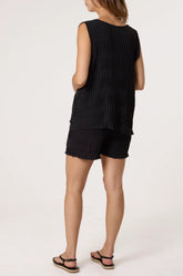 Crinkle Shorts and Top Co-ord Black